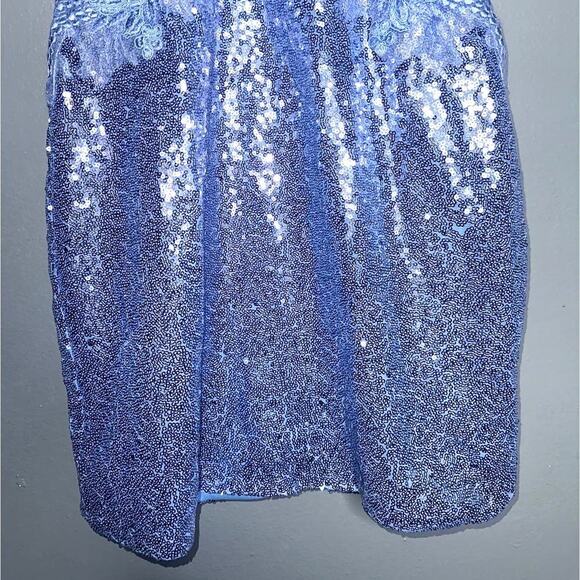 Portia & Scarlett PS24205 Floral Lace Bodice Sequin Mini Dress NWT Blue Size 2 - Picture 6 of 9